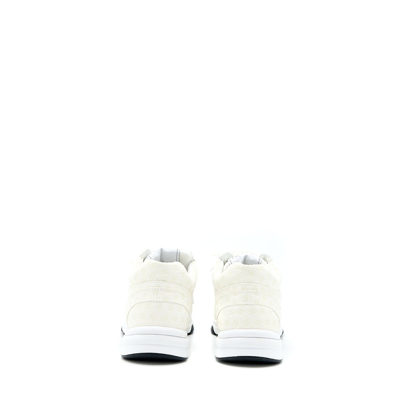 Chanel Size 37.5 22A Trainers Printed Suede Calfskin White