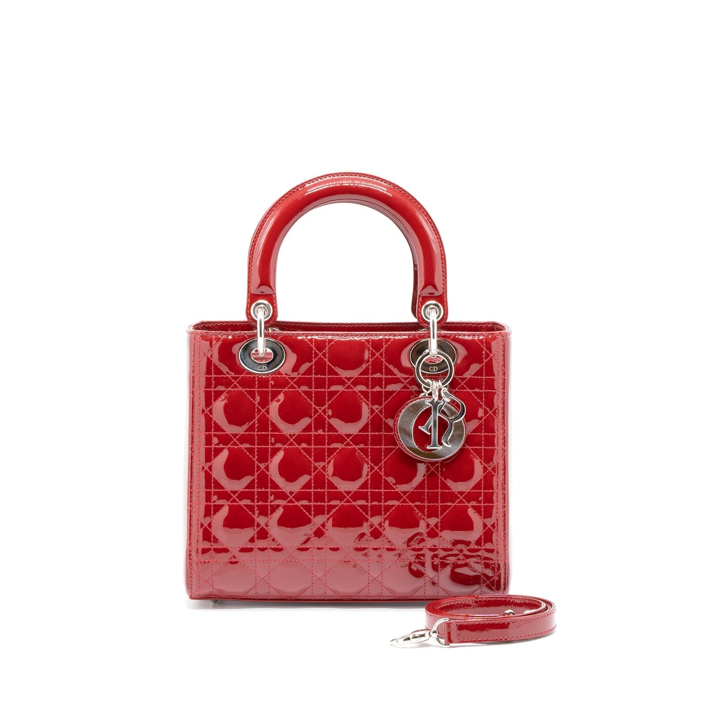 Luxury Dior Medium Lady Luxury Dior Patent Leather Red SHW