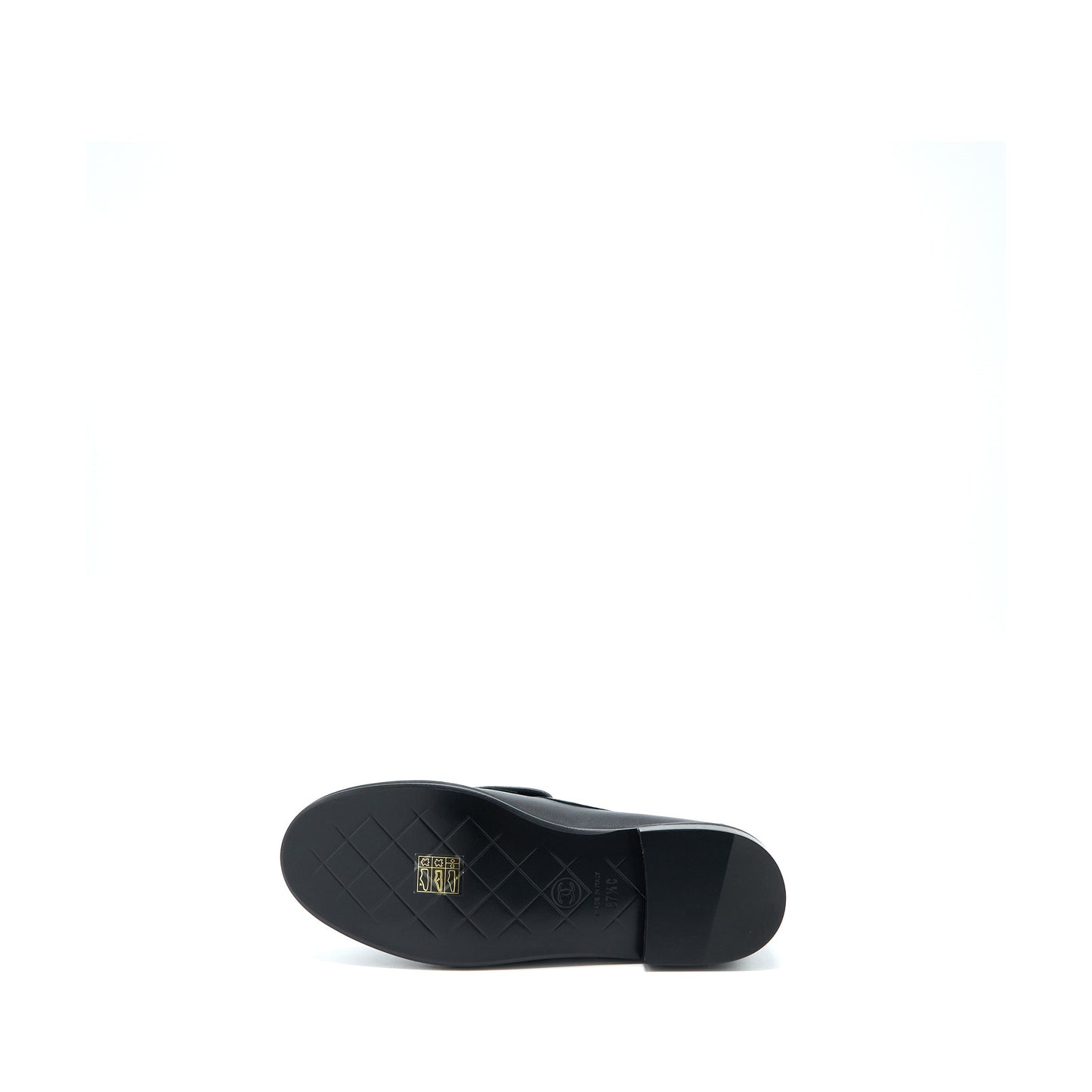 Chanel Size 37.5 Turnlock Loafers Quilted Leather Black LGHW