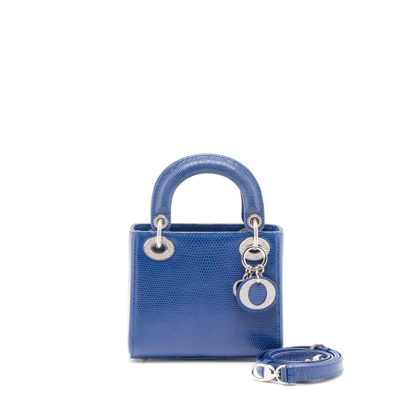 Luxury Dior Mini Lady Luxury Dior Lizard Blue Crystal SHW