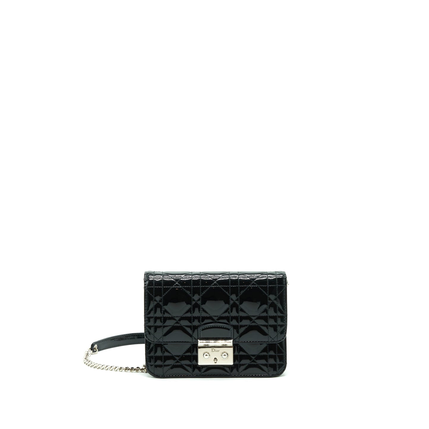 Luxury Dior Mini Miss Luxury Dior Flap Bag Patent Black SHW
