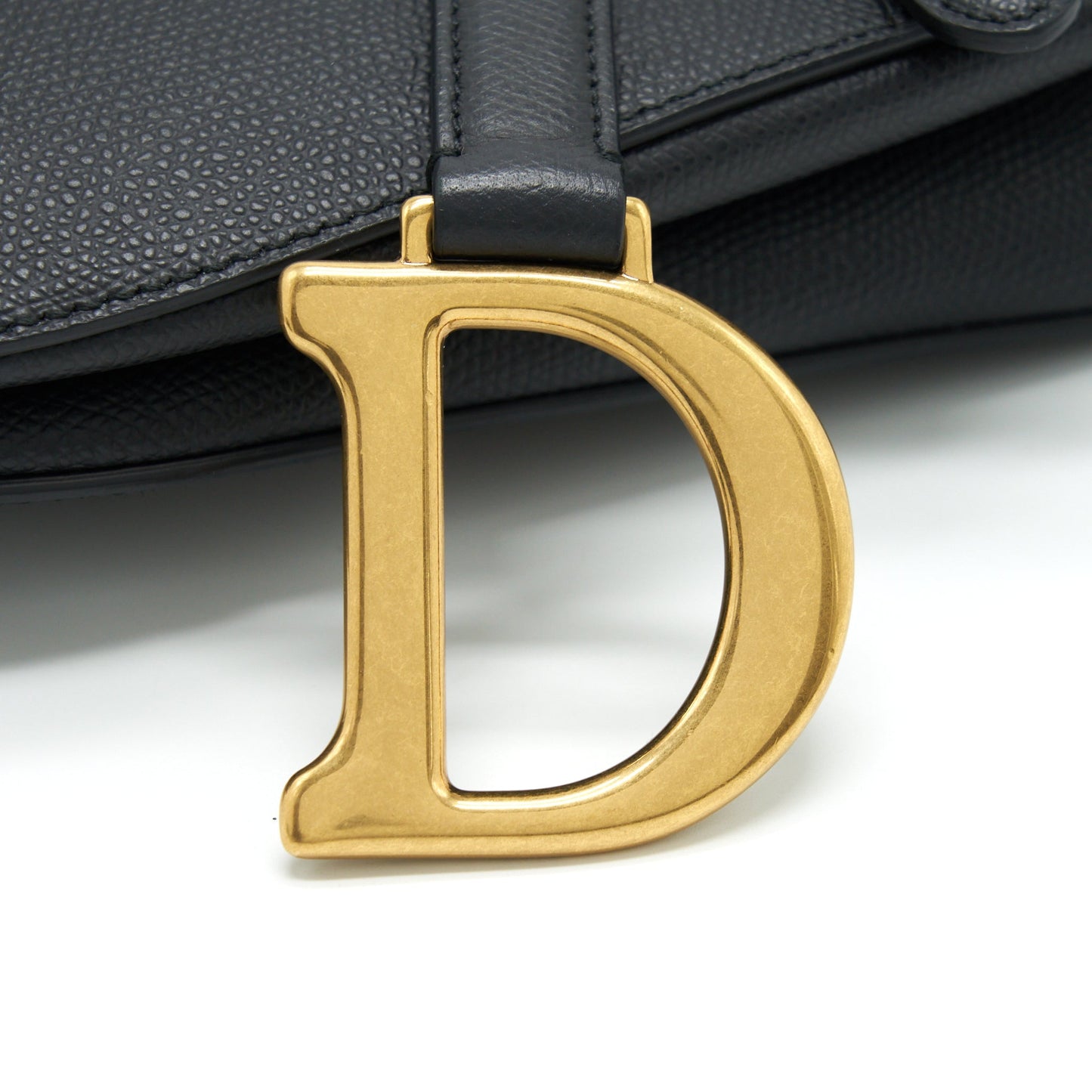 Luxury Dior Medium Saddle Bag Grained Calfskin Black GHW