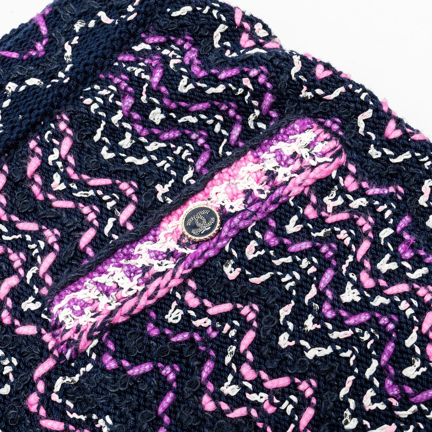 Chanel 21p Size 34 Pants Tweed Navy Blue/Purple/Pink