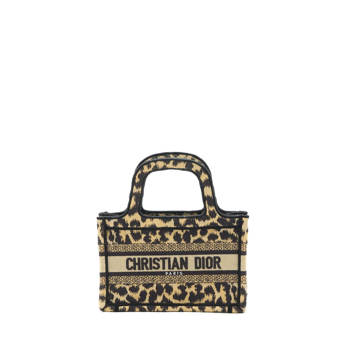 Luxury Dior Mini Book Tote Mizza Embroidery Beige/Black