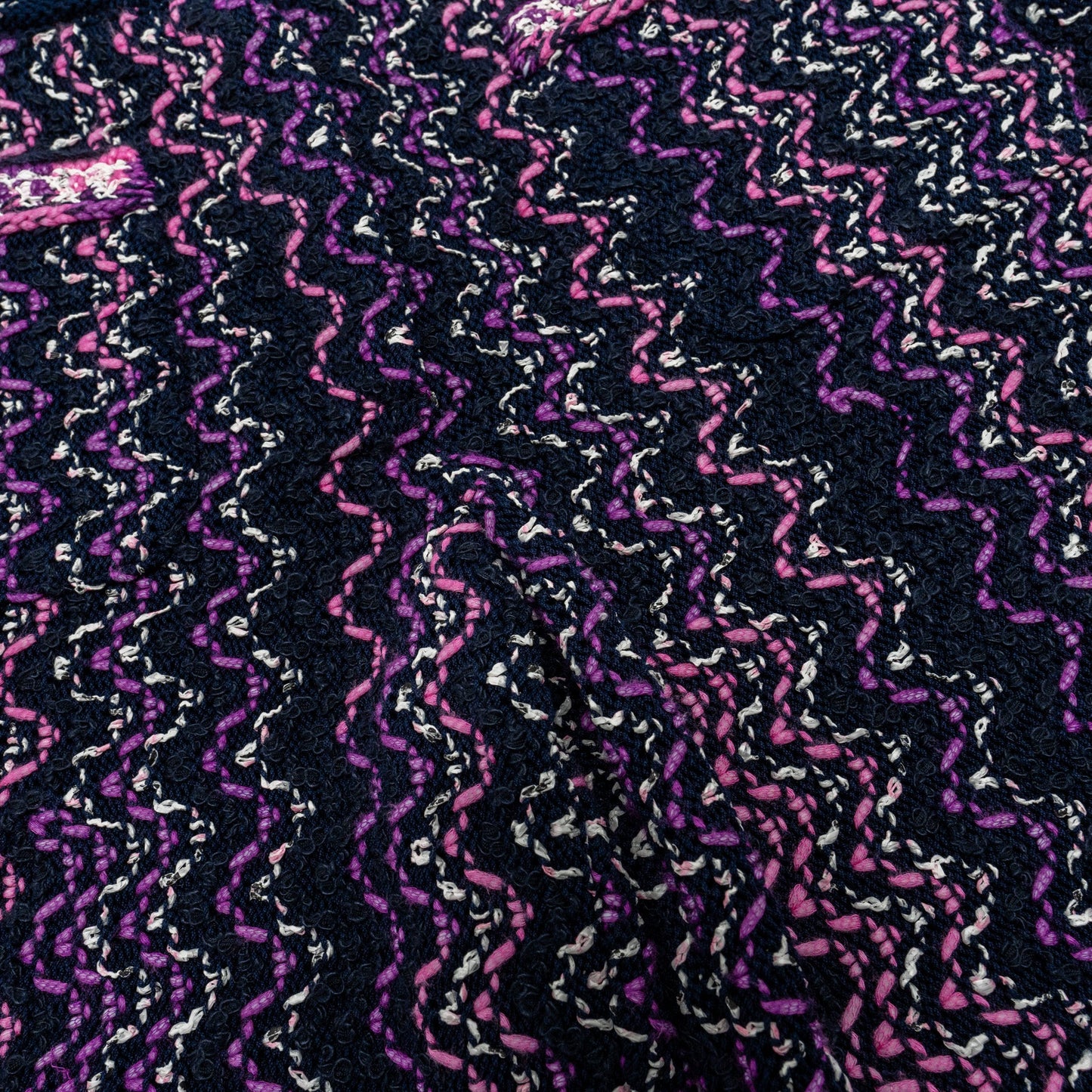 Chanel 21p Size 34 Pants Tweed Navy Blue/Purple/Pink