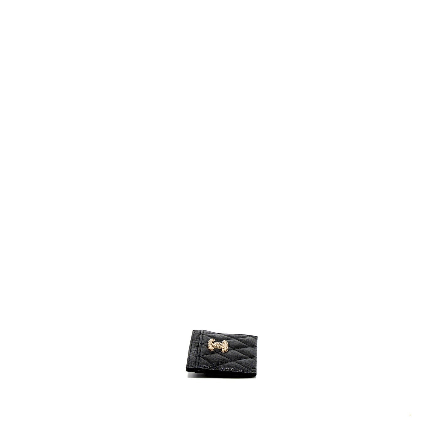 Chanel 23P Quilted CC Logo Card Holder Caviar Black LGHW (Microchip)