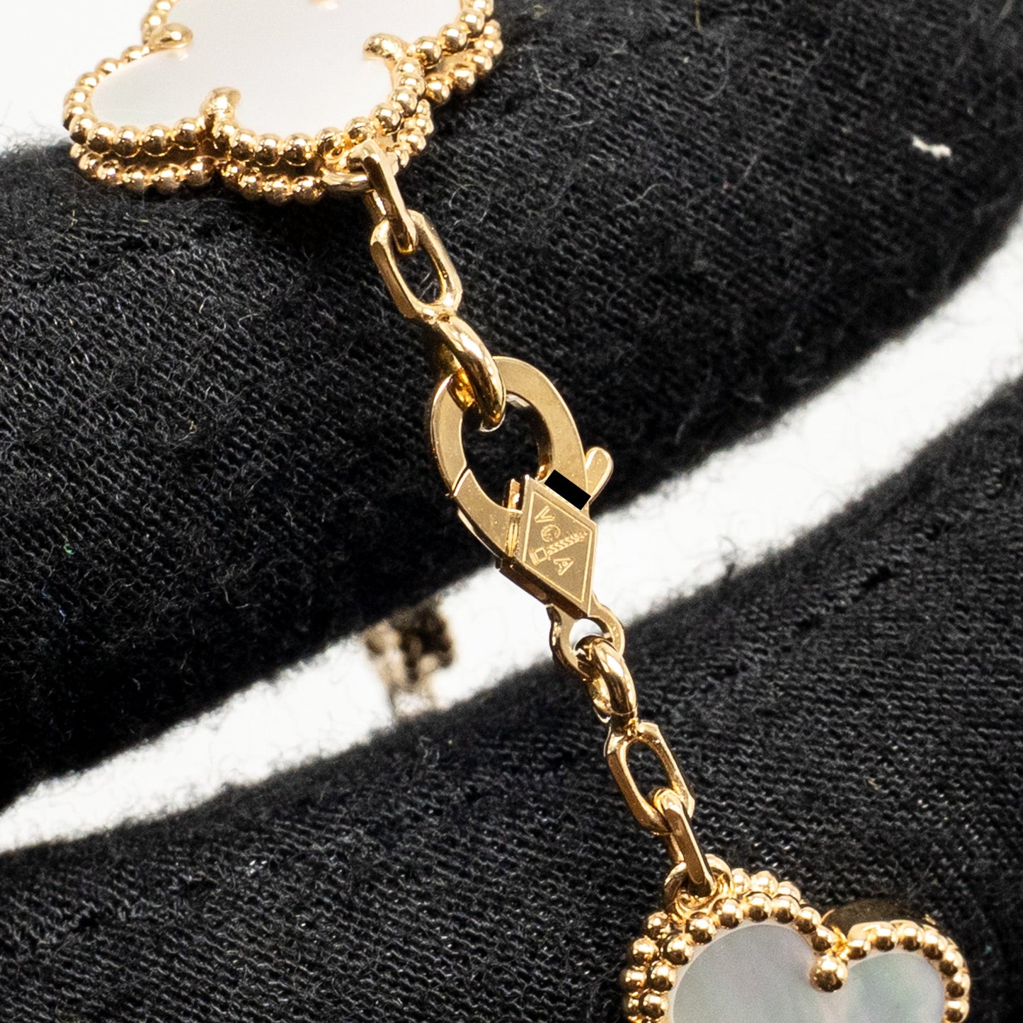 Van Cleef & Arpels Vintage Alhambra 5-Motif Bracelet, Yellow Gold/White Mother-of-Pearl