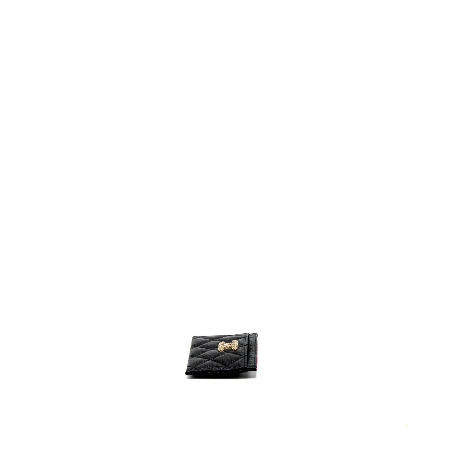 Chanel 23P Quilted CC Logo Card Holder Caviar Black LGHW (Microchip)