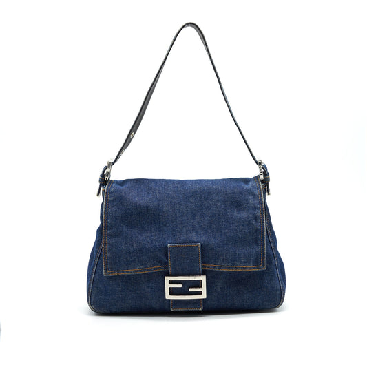 FENDI Vintage Denim Mamma Baguette Shoulder Bag