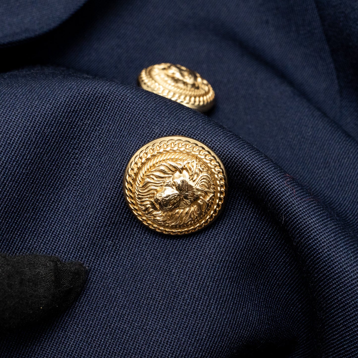 Balmain Size 40 Classic Jacket/Blazer Gold Button Navy Virgin Wool