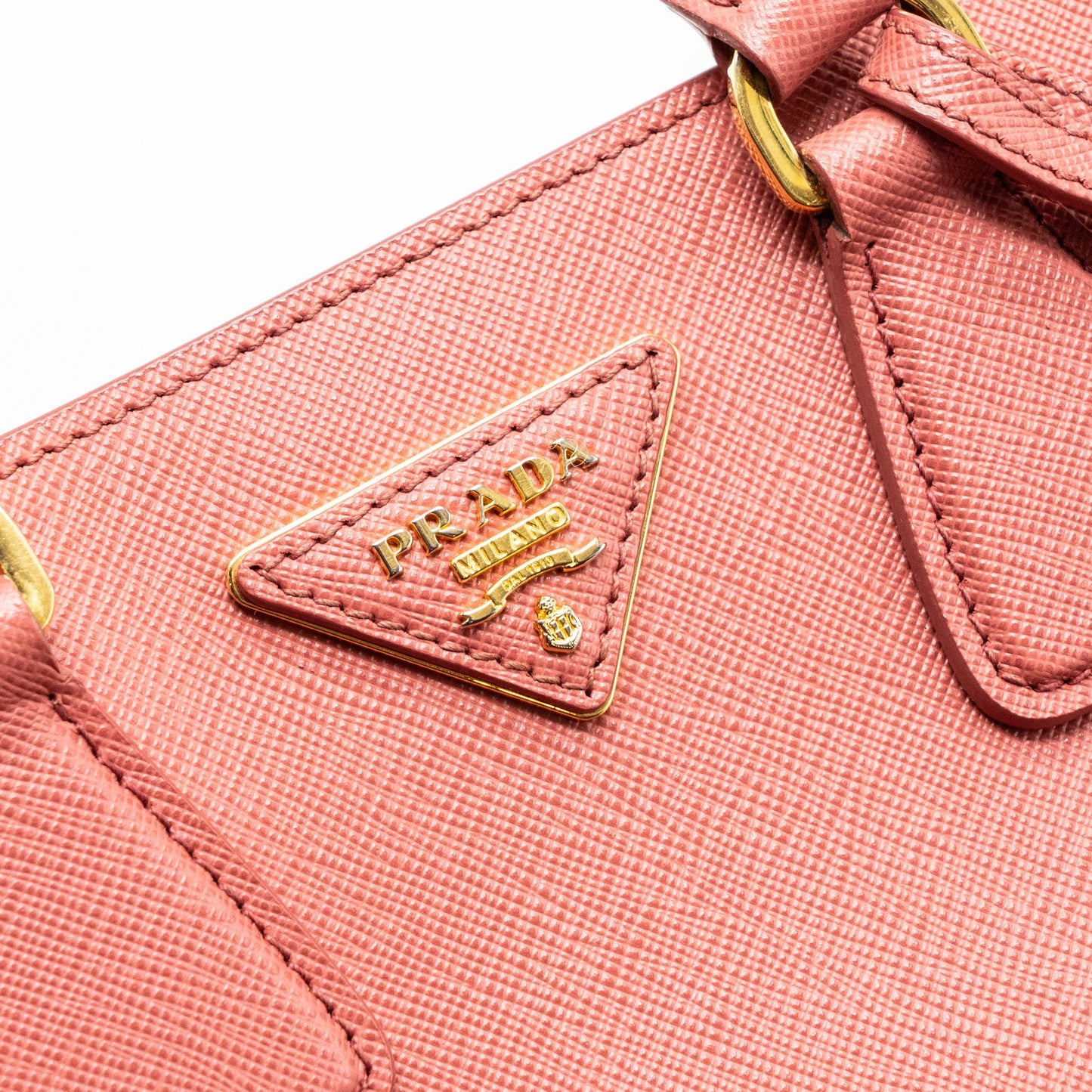 Prada top handle small tote bag saffiano calfskin pink GHW