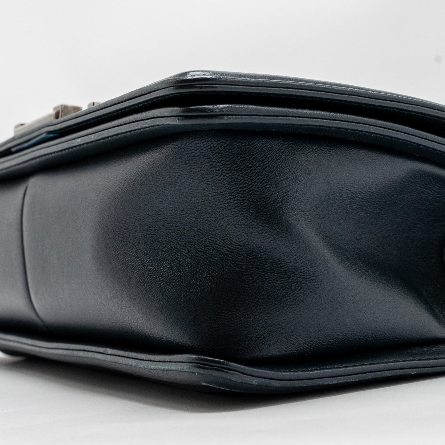 Chanel Medium Boy Bag Chevron Lambskin Dark Blue SHW