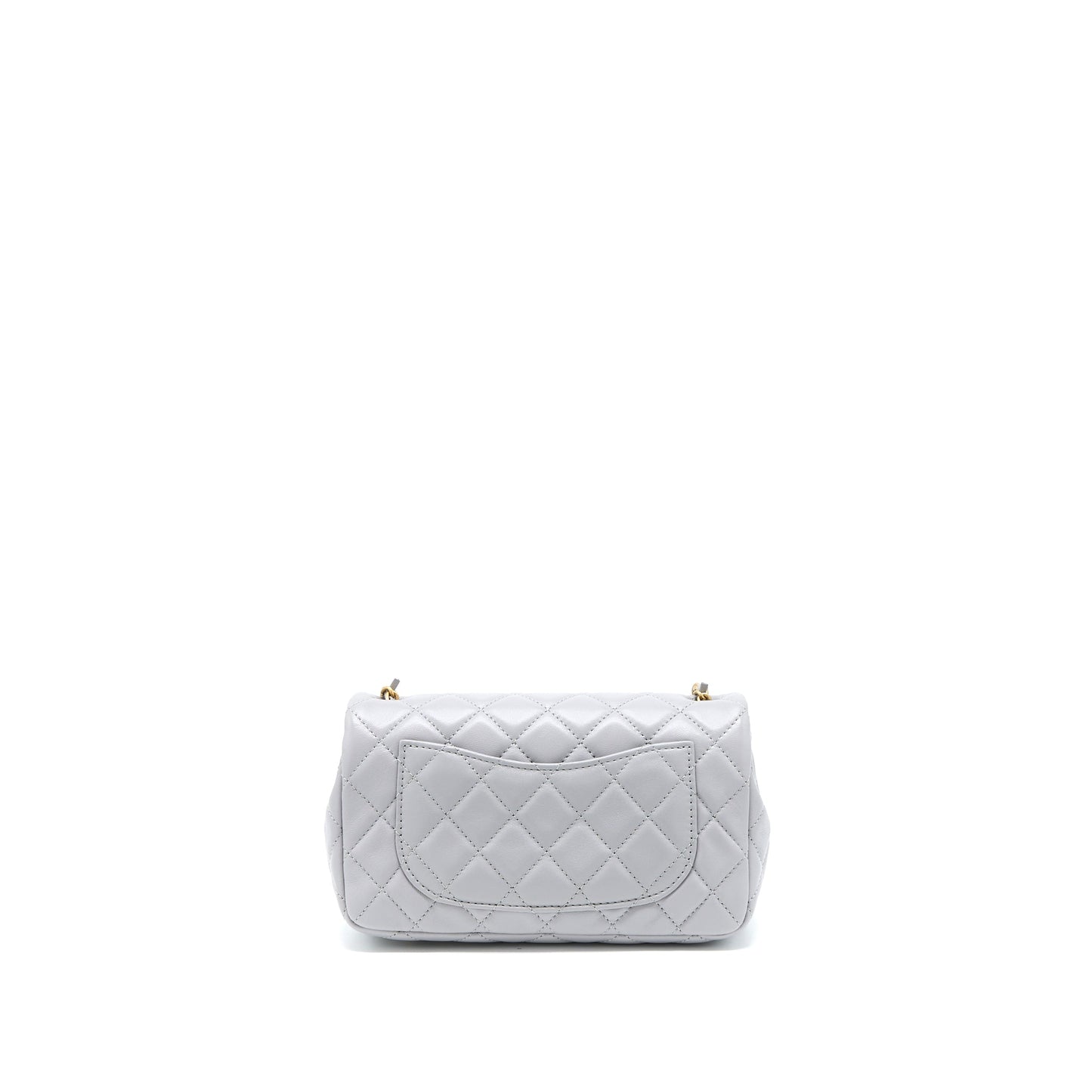 Chanel Pearl Crush Mini Rectangular Flap Bag Lambskin Light Grey Brushed GHW (Microchip)