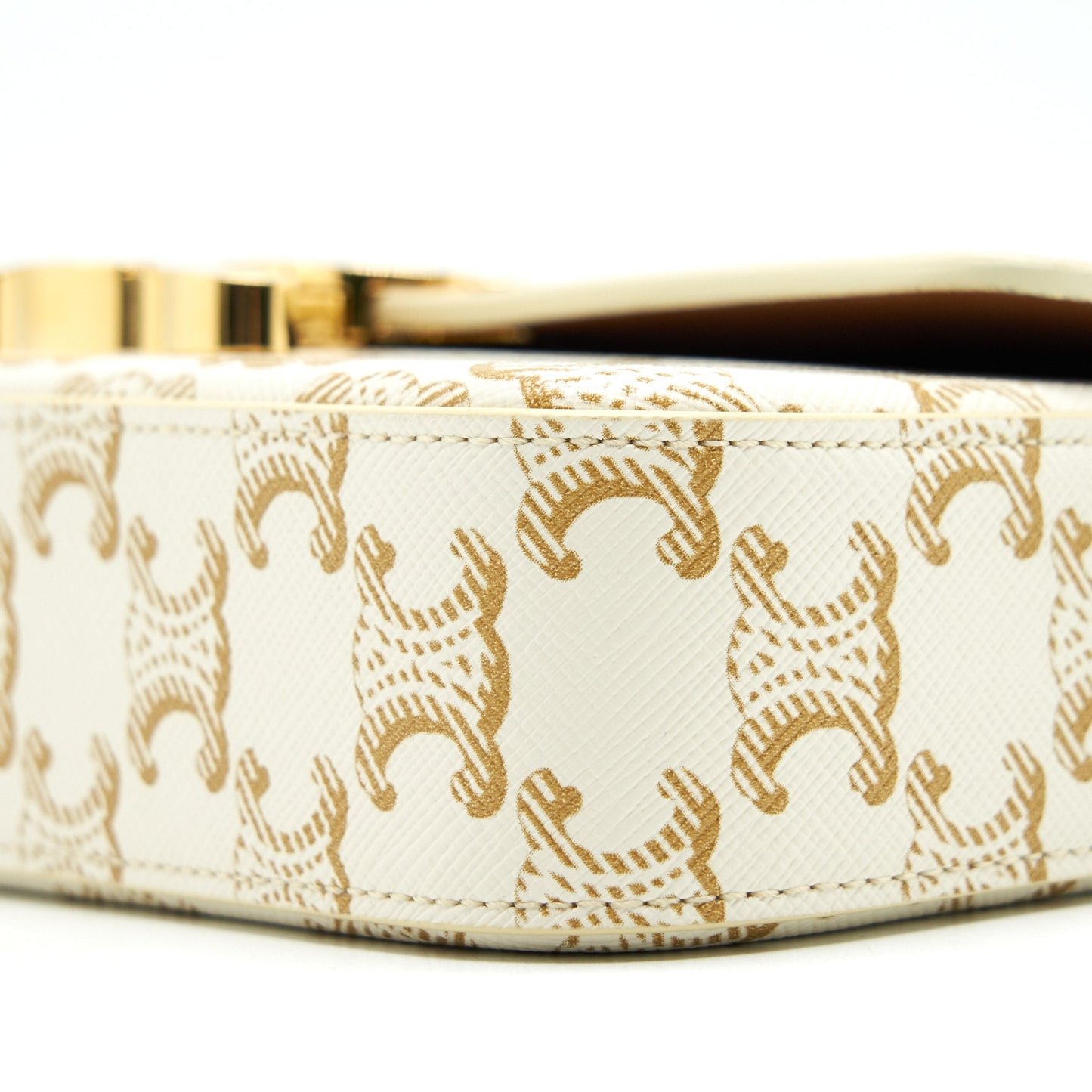 Celine Triomphe Shoulder Bag in Triomphe Canvas and Calfskin White