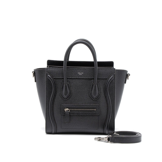 Celine Nano Luggage Bag Calfskin Black SHW