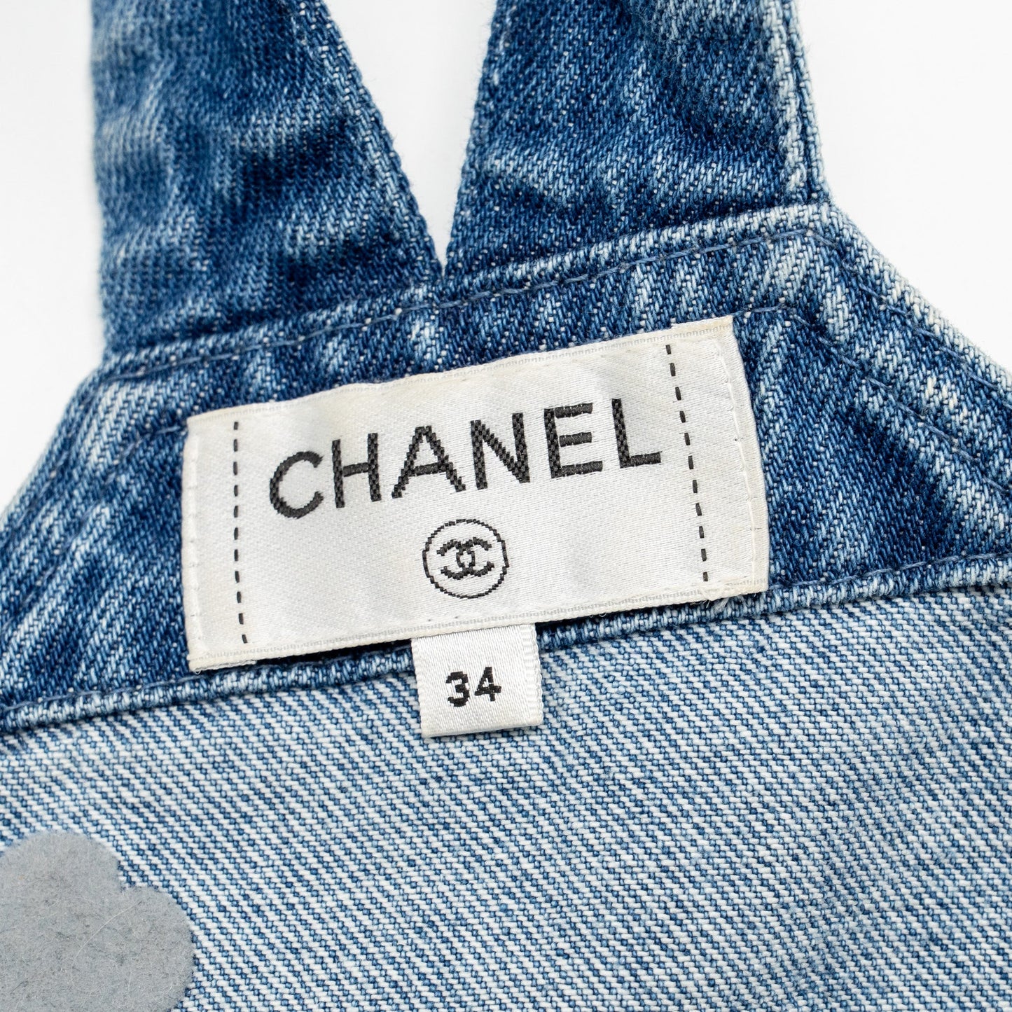 Chanel Size 34 Coco Mark Button Tank Top Denim Blue SHW