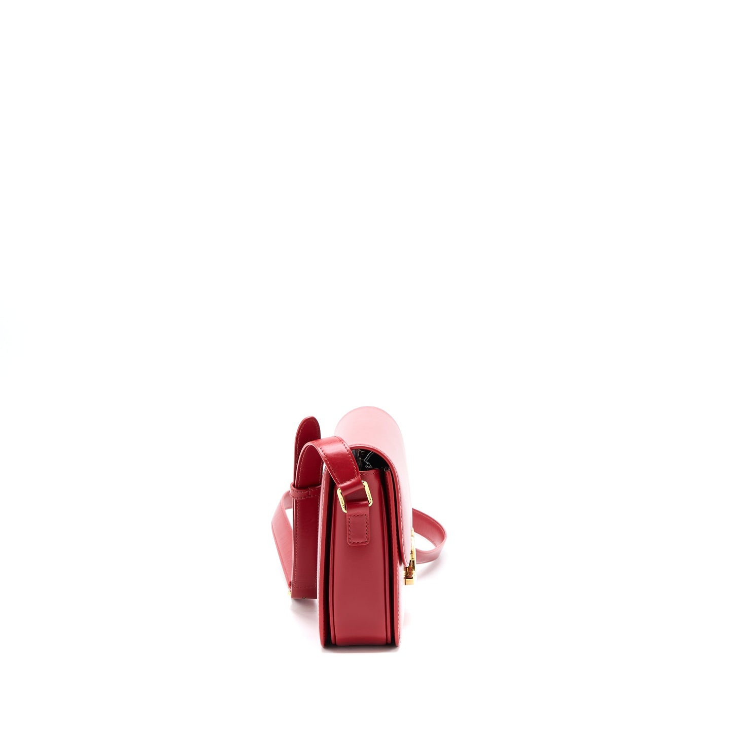 Celine Medium Classique Triomphe Bag Shiny Calfskin Red GHW