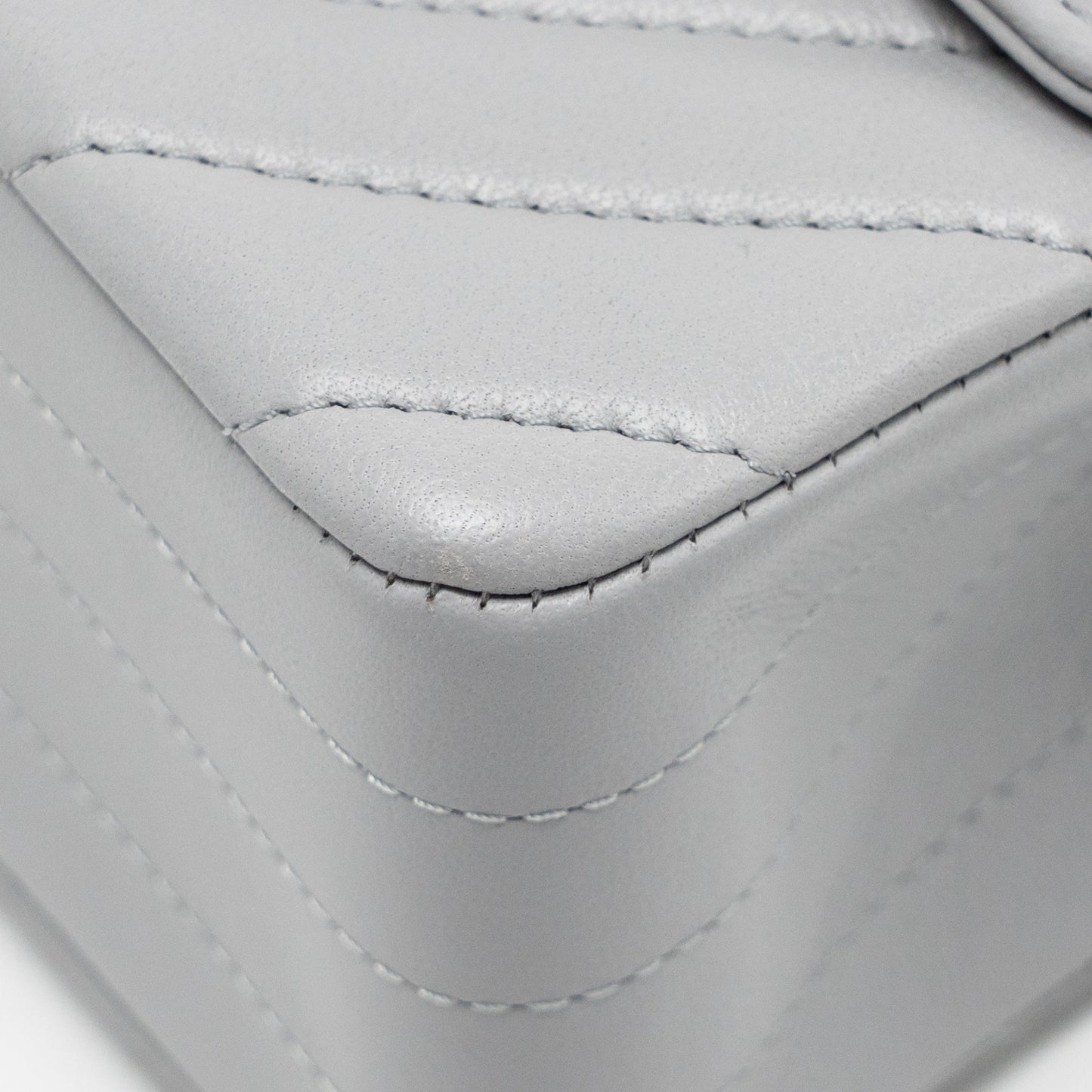 Chanel Mini Rectangular Flap Bag Chevron Lambskin Grey LGHW
