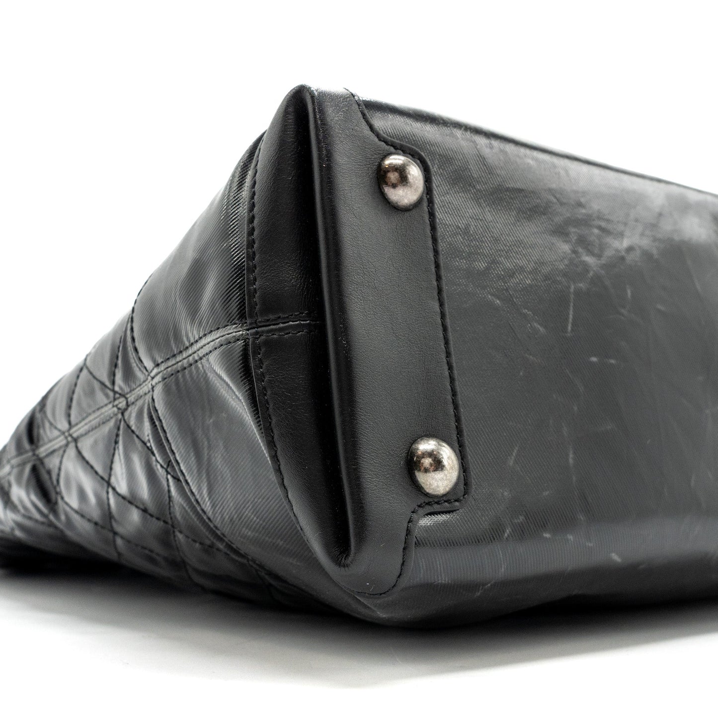 Chanel giant zip shopping bag patent black ruthenium hardware