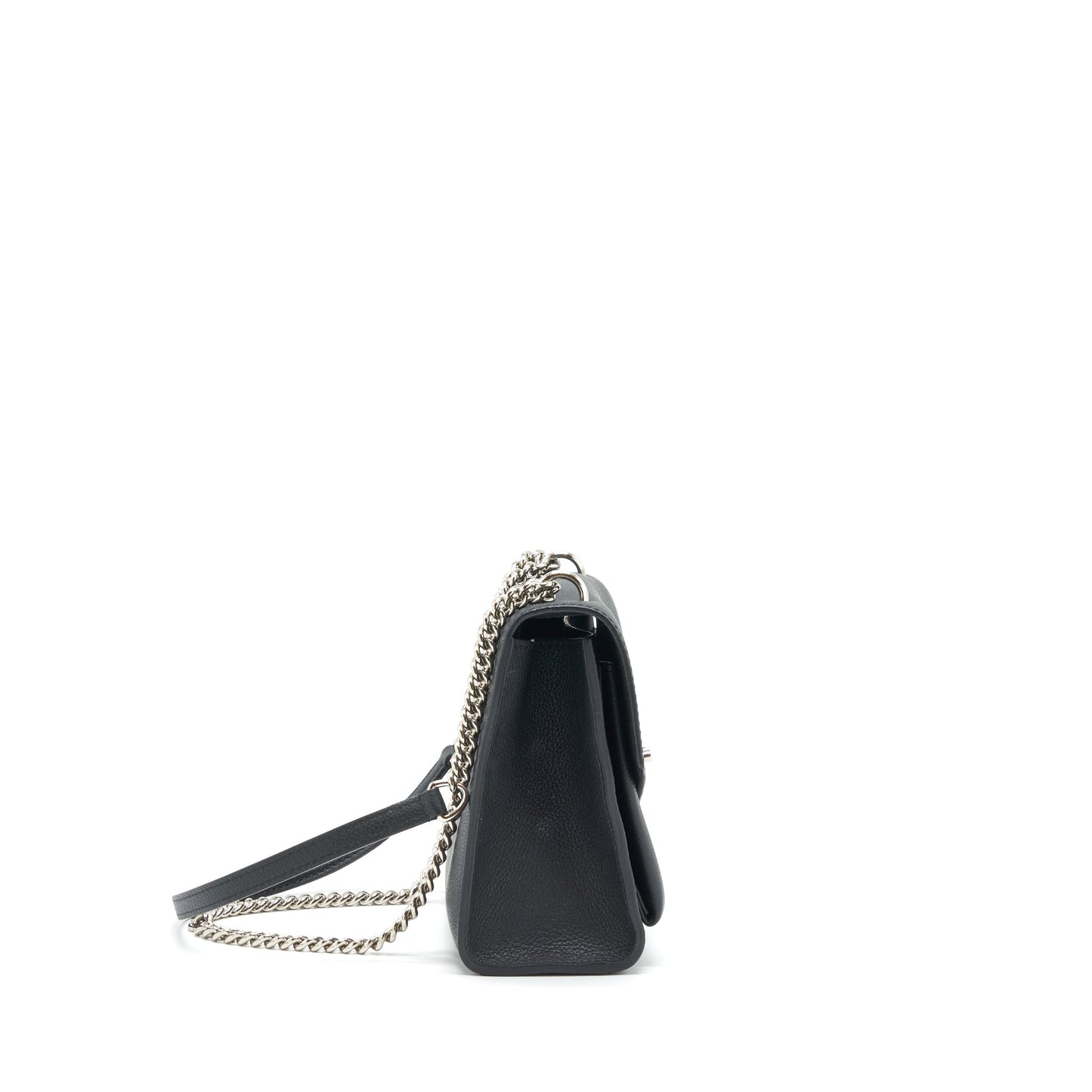 Louis Vuitton Mylockme Satchel Chain Bag Calfskin Black SHW