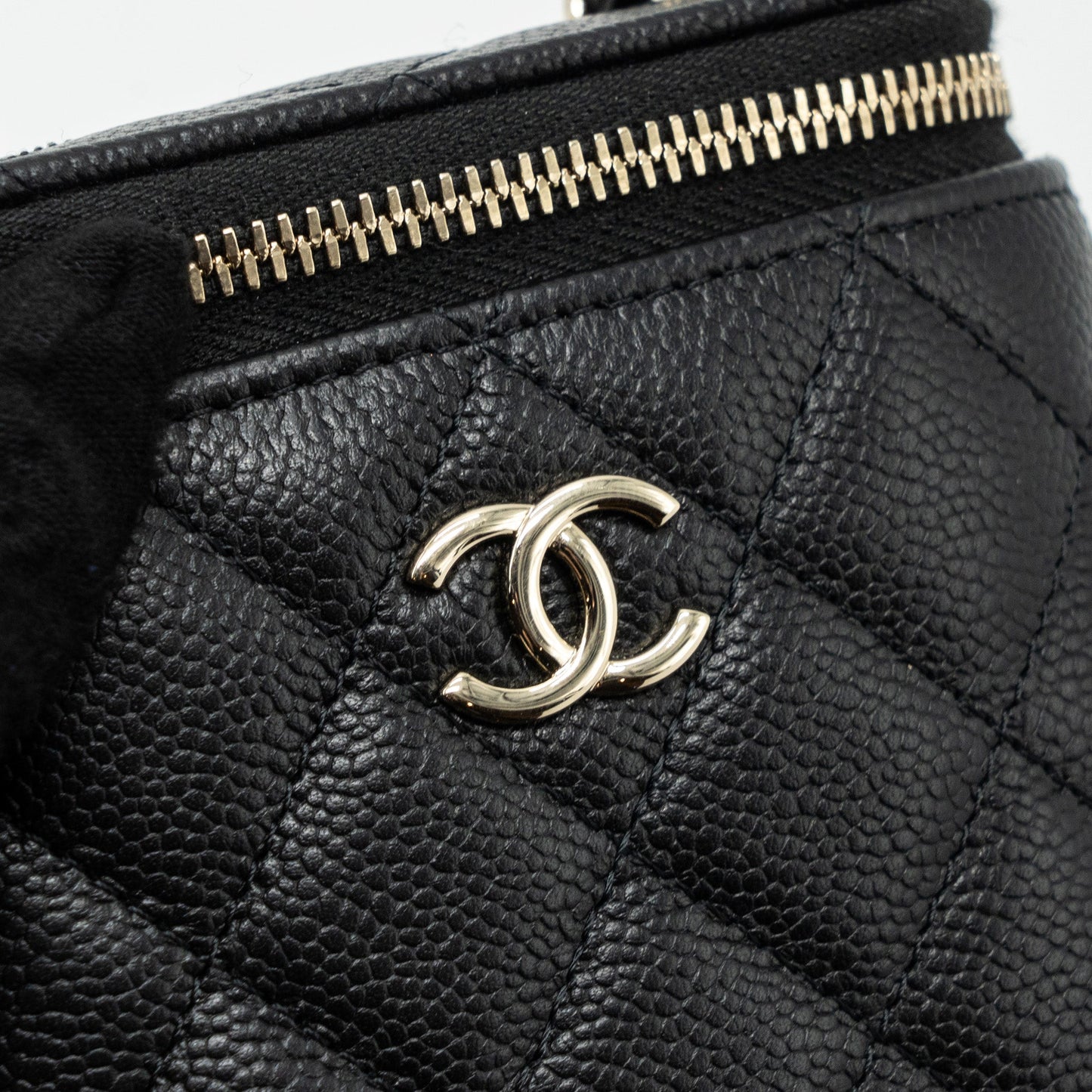 Chanel Vanity Case With Detailed Chain Caviar Black LGHW