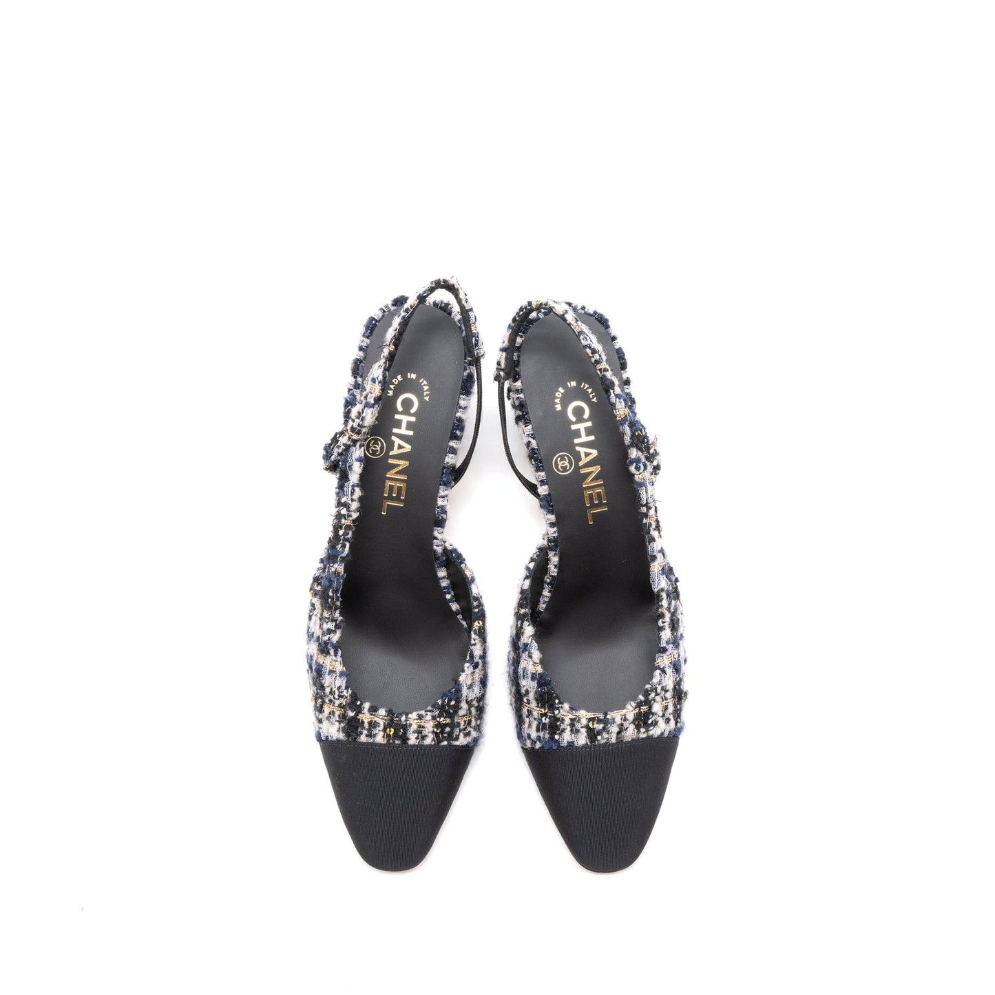 Chanel Size 38.5 Slings Shoes Tweed/Leather Multicolour
