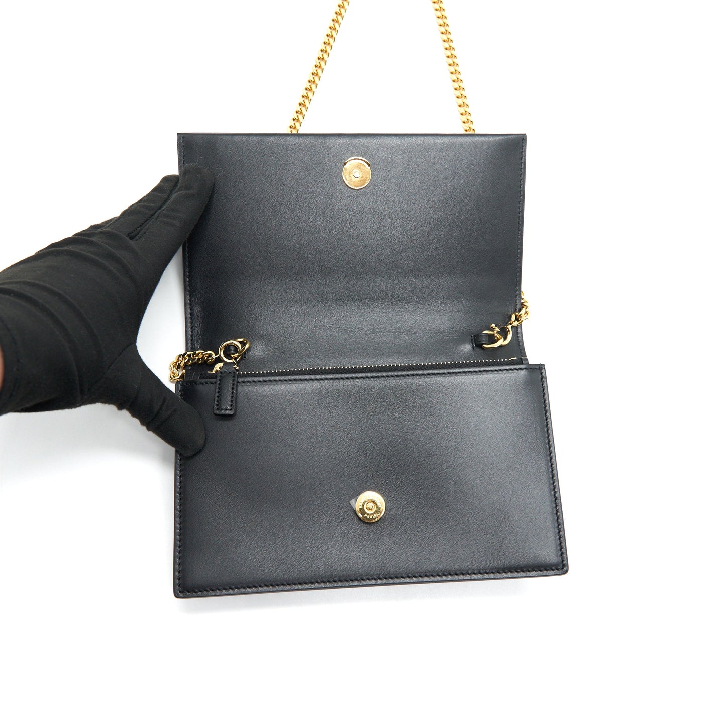 Saint Lauren  Kate wallet on chain with Tassel black GHW