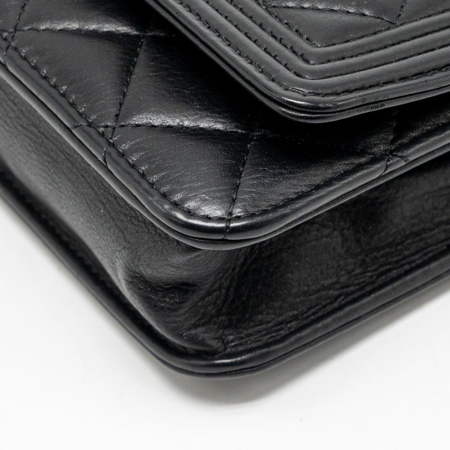 Chanel boy wallet on chain calfskin black with black hardware