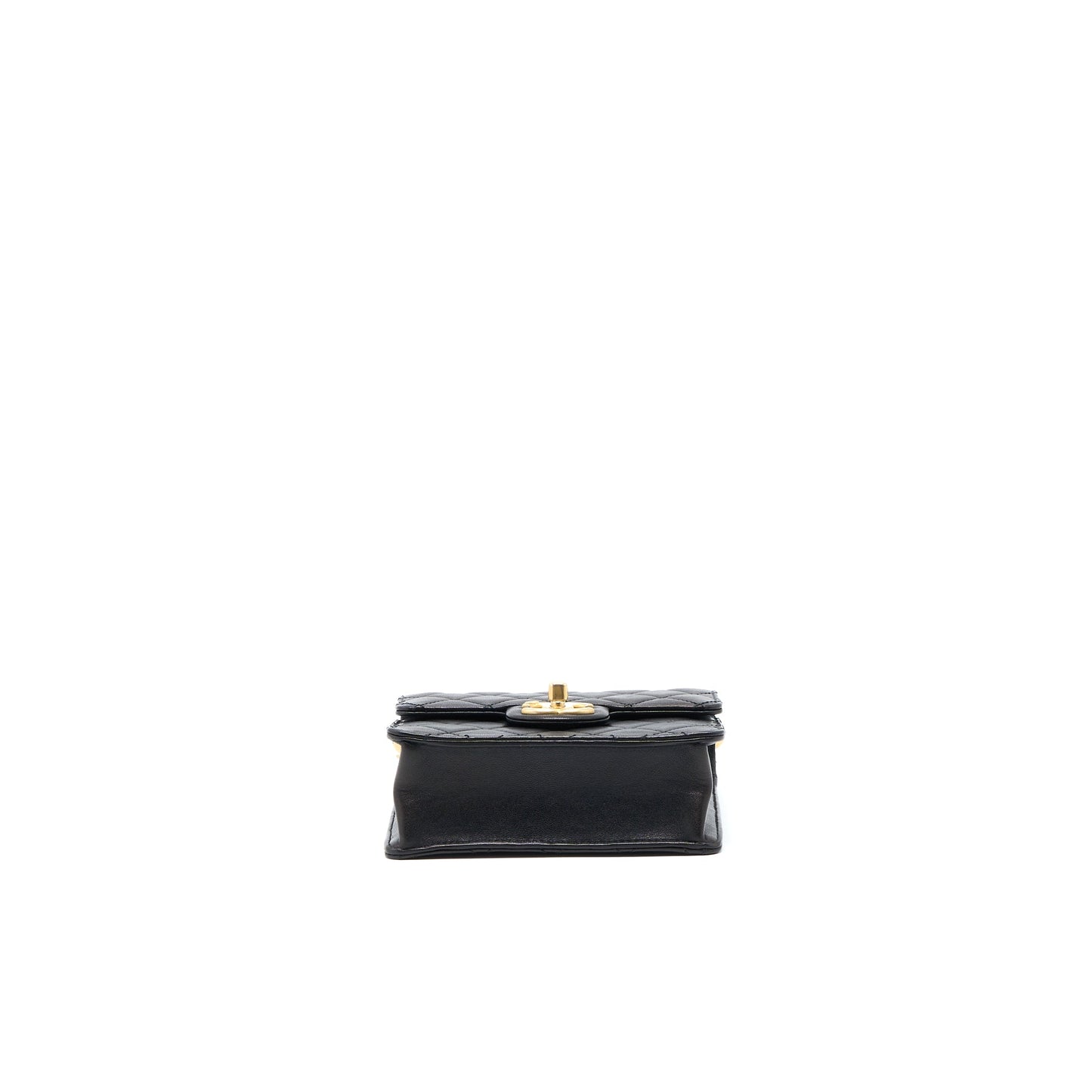 Chanel Vertical Pearl Flap Bag Goatskin Black Brushed GHW