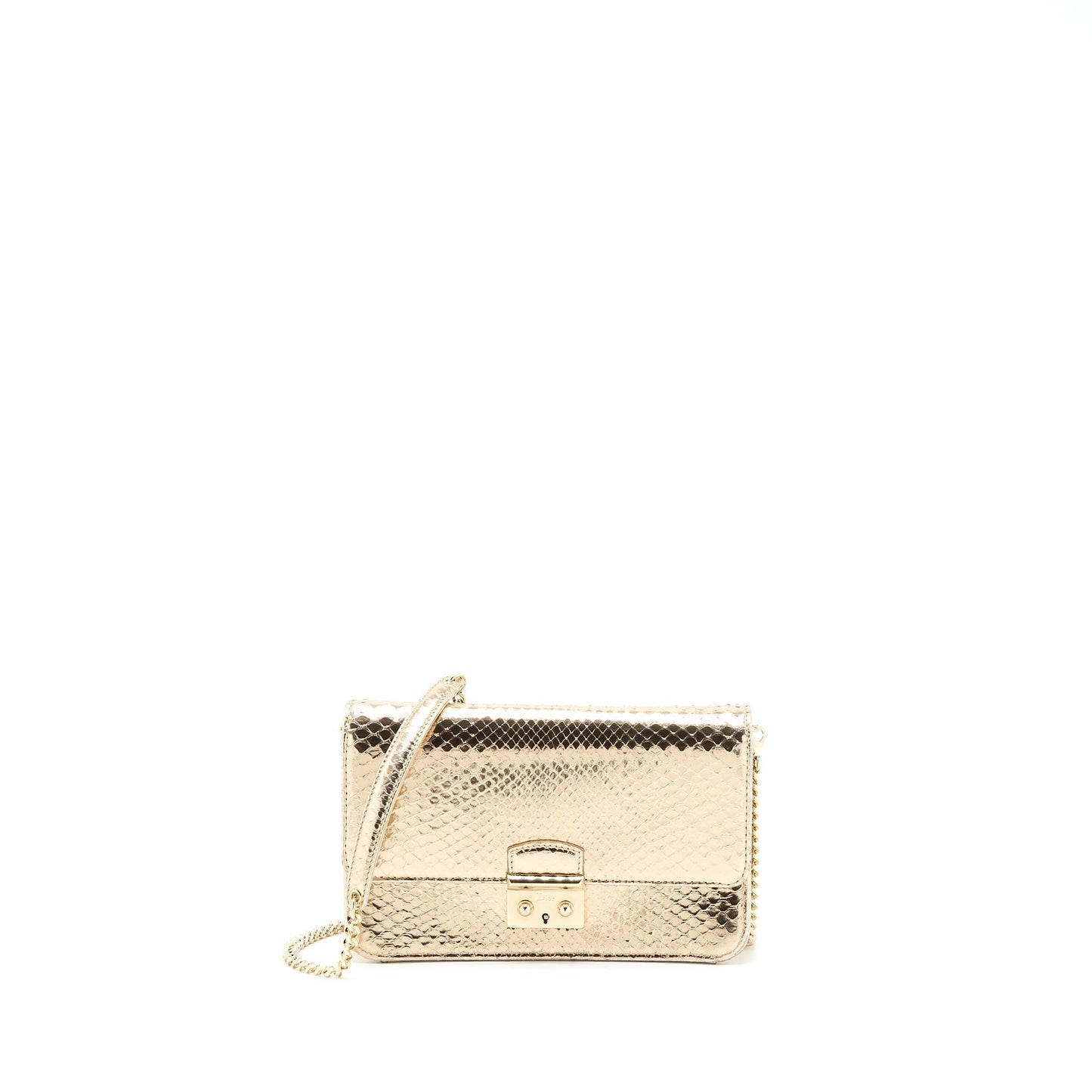 Luxury Dior Flap Bag with Chain Python Gold LGHW