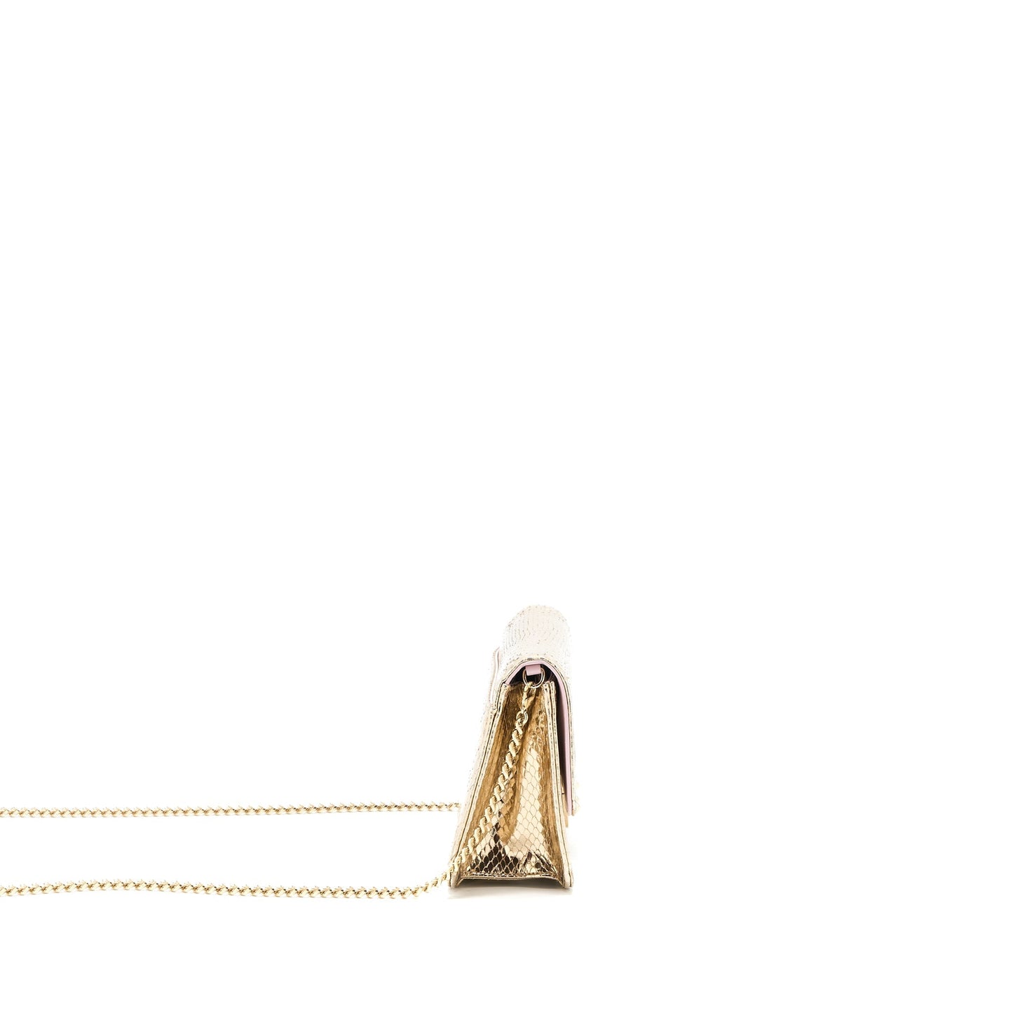 Luxury Dior Flap Bag with Chain Python Gold LGHW