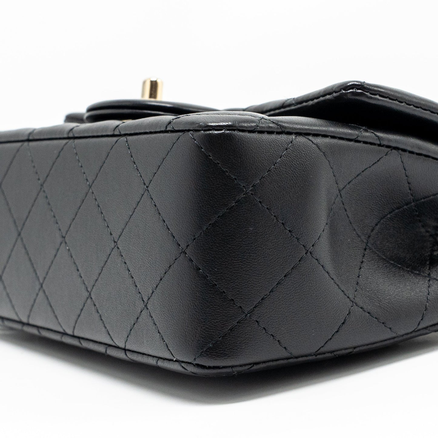 Chanel Top Handle Mini Rectangular Flap Bag Lambskin Black LGHW (microchip)