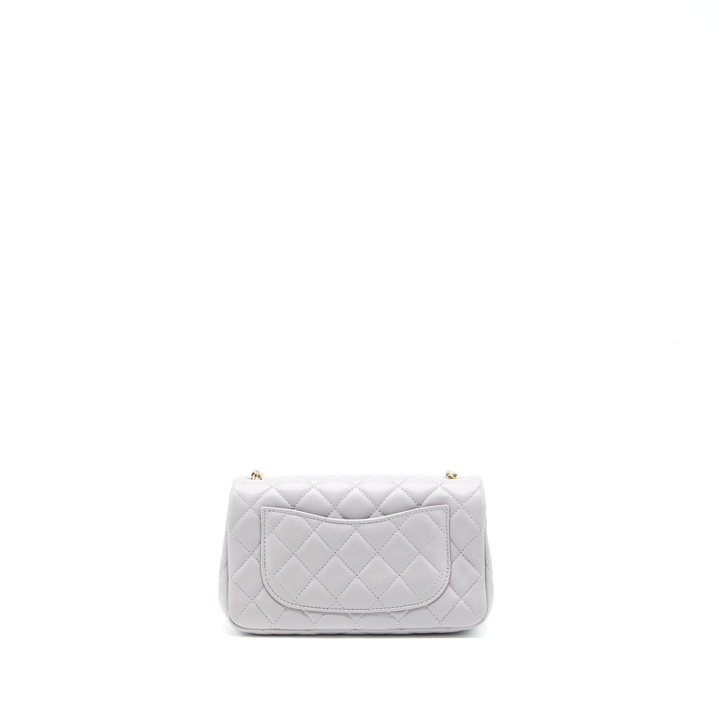 Chanel Pearl Crush Mini Rectangular Flap Bag Lambskin Light Grey Brushed GHW (Microchip)