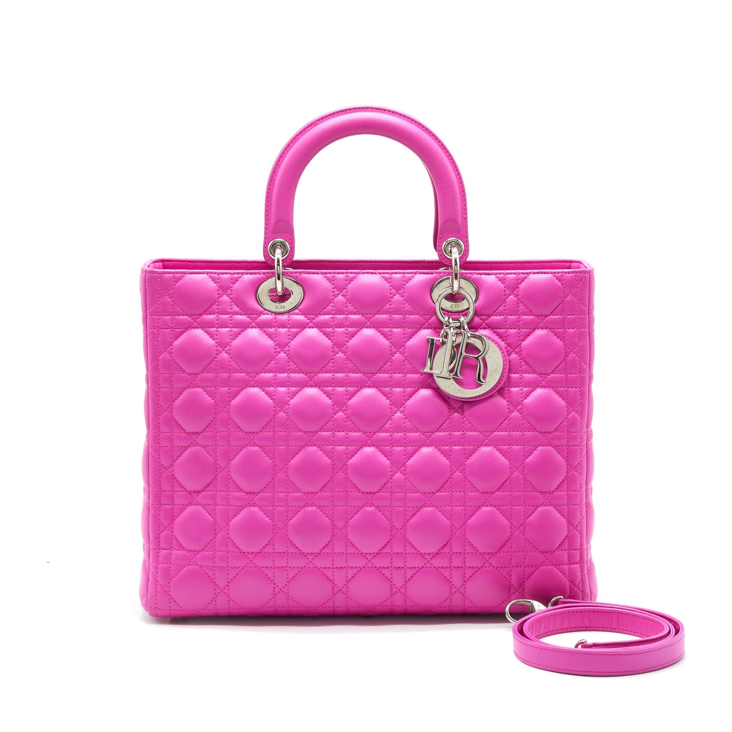 Luxury Dior LARGE LADY Luxury Dior LAMBSKIN BAG IN HOT PINK