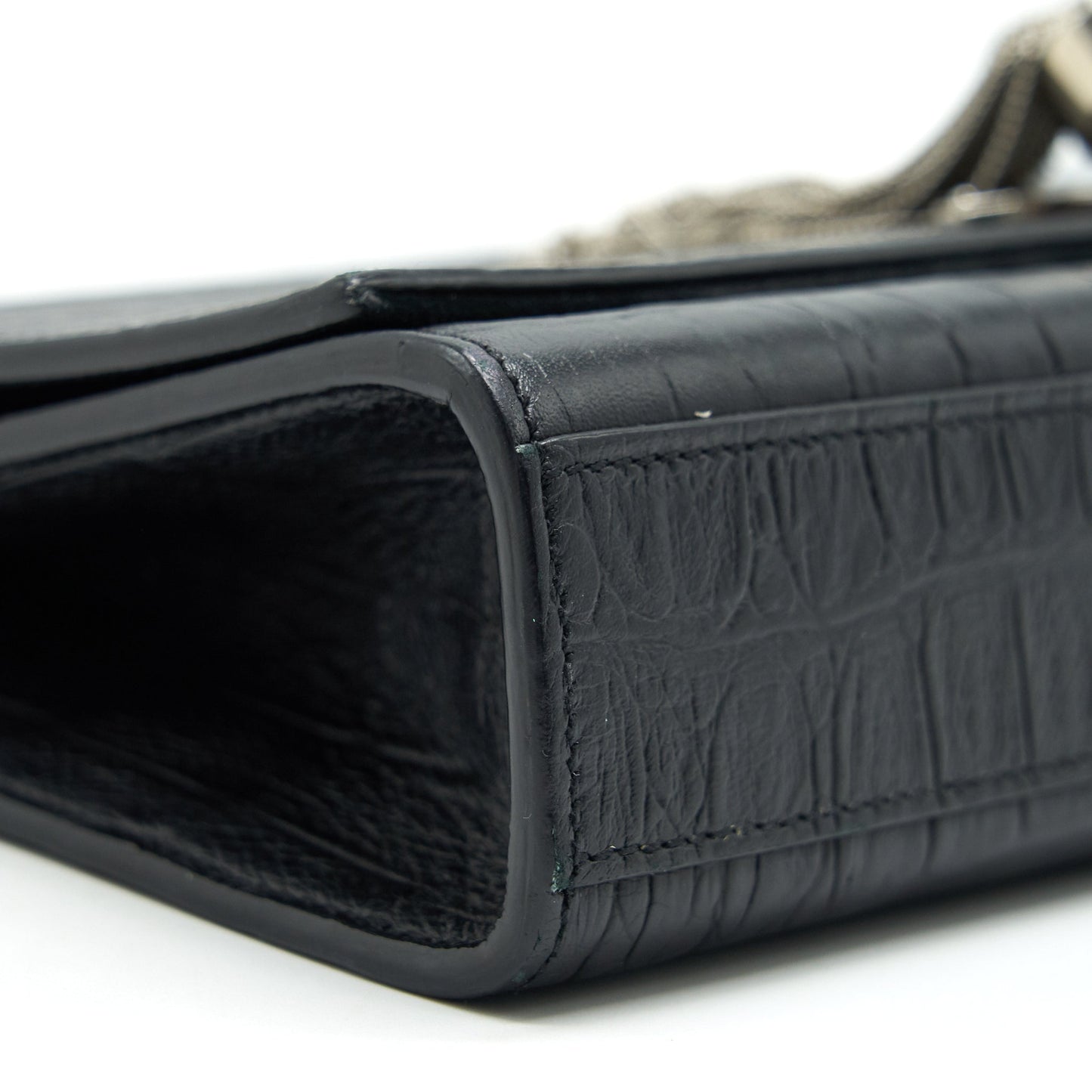 Saint Laurent Medium Kate with Tassel Croc Embossed Calfskin Black SHW