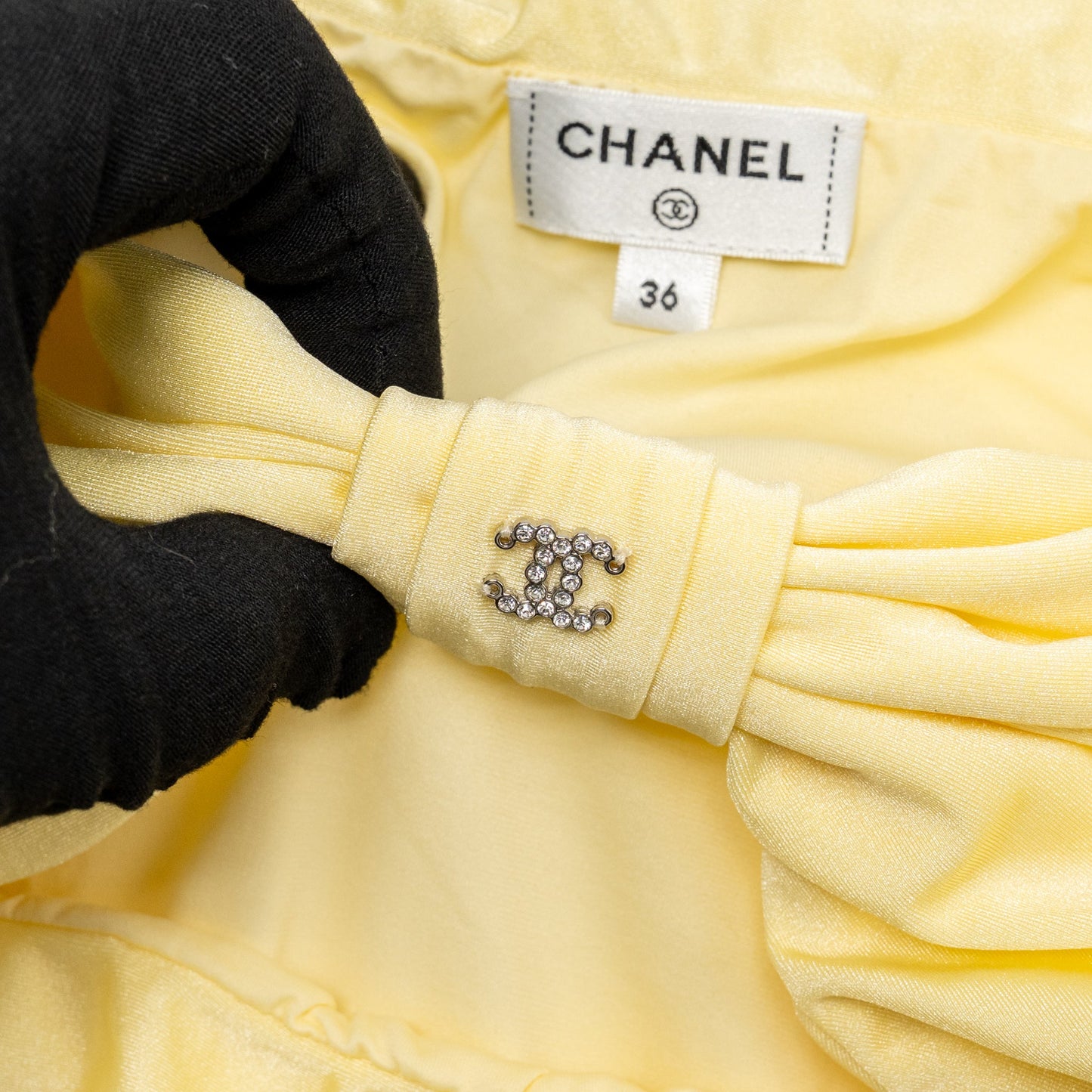 Chanel size 36 bow top polyamide/elastane yellow