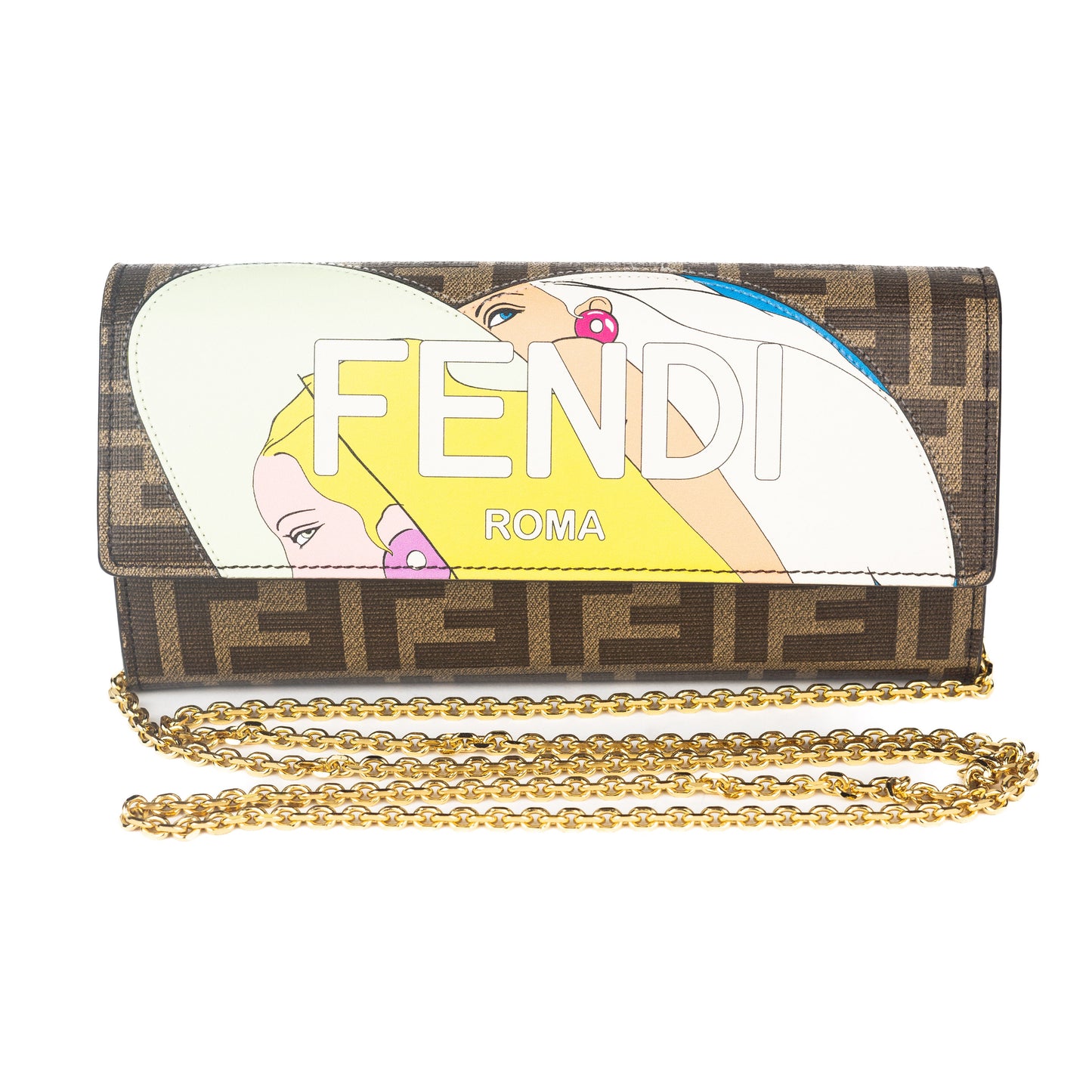 Fendi Continental Brown Wallet on Chain