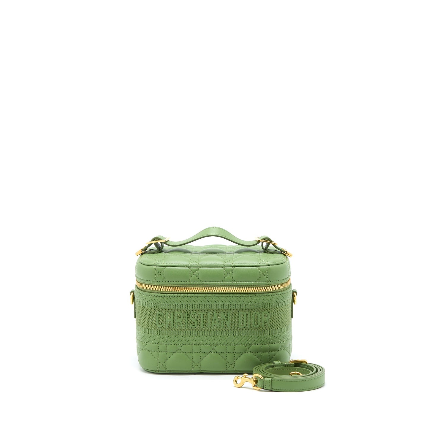 Luxury Dior Small Luxury Diortravel Vanity Case Cannage Lambskin Green GHW