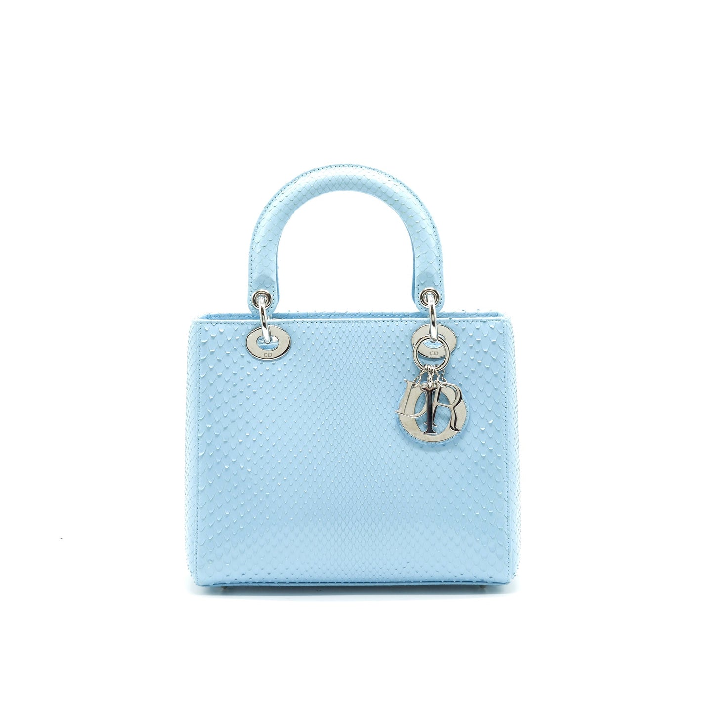 CHRISTIAN Luxury Dior PYTHON MEDIUM LADY Luxury Dior BAG SKYBLUE SHW WITH SMALL SCARF