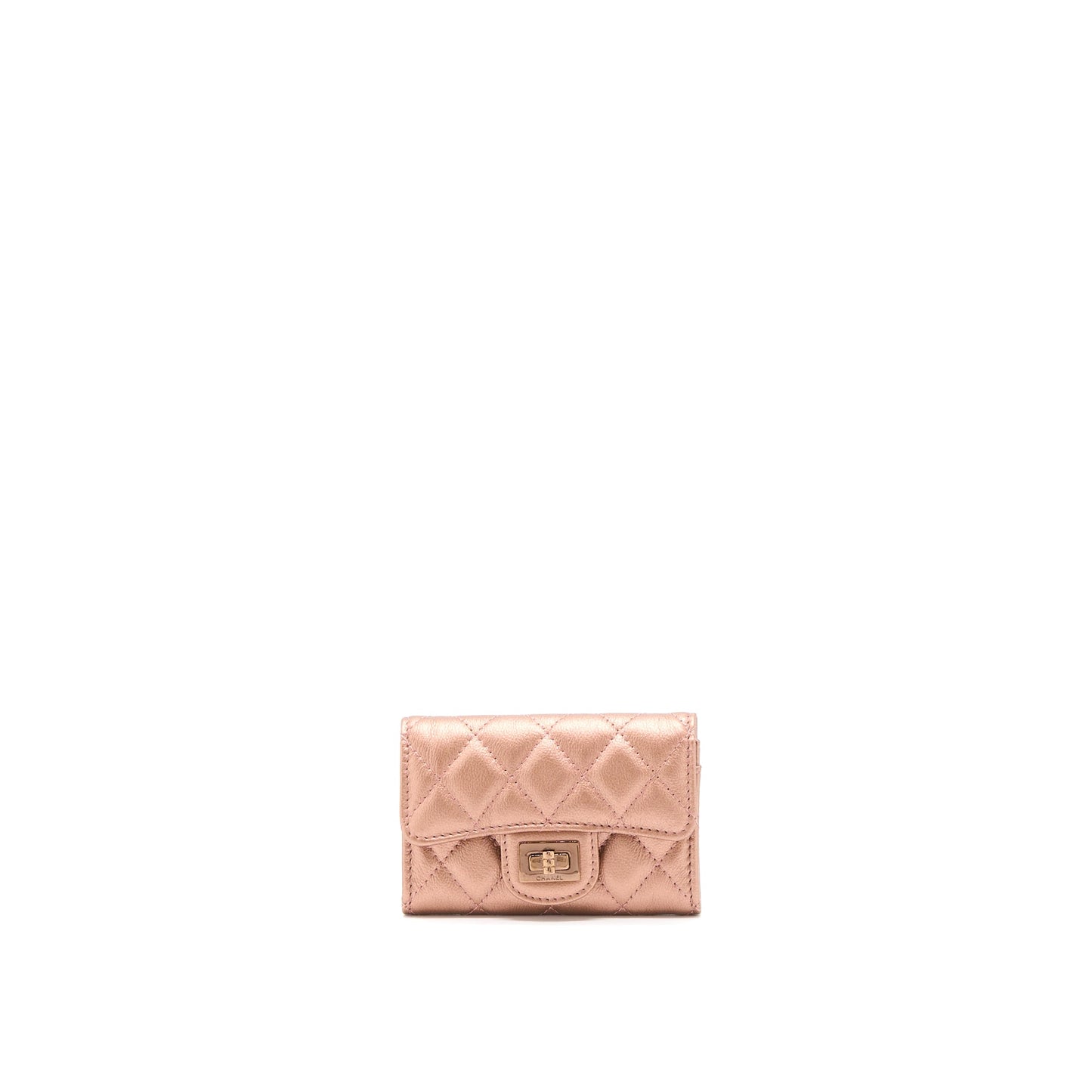 Chanel 2.55 Reissue Flap Card Holder Metallic Grained Calfskin Rose Gold RGHW