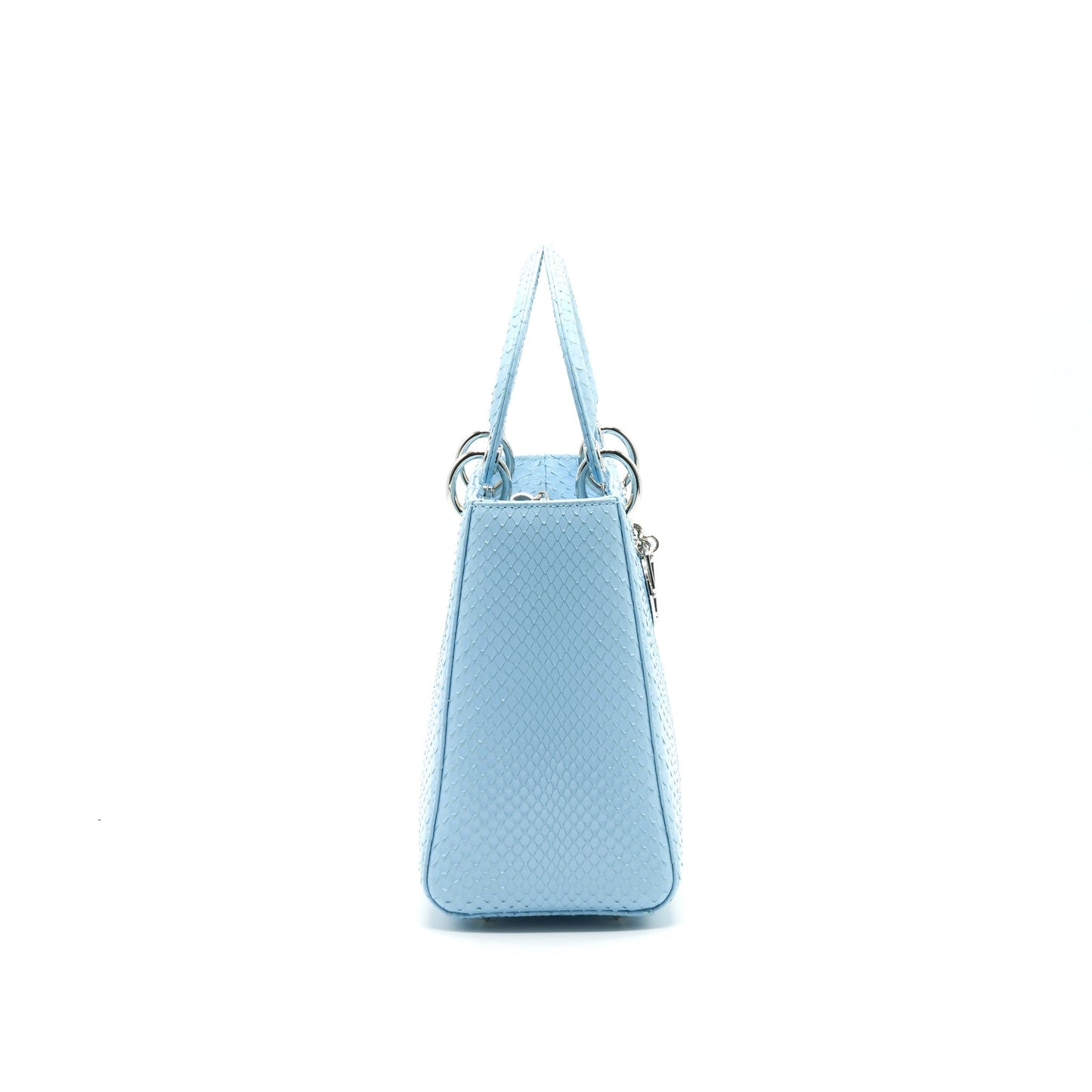CHRISTIAN Luxury Dior PYTHON MEDIUM LADY Luxury Dior BAG SKYBLUE SHW WITH SMALL SCARF