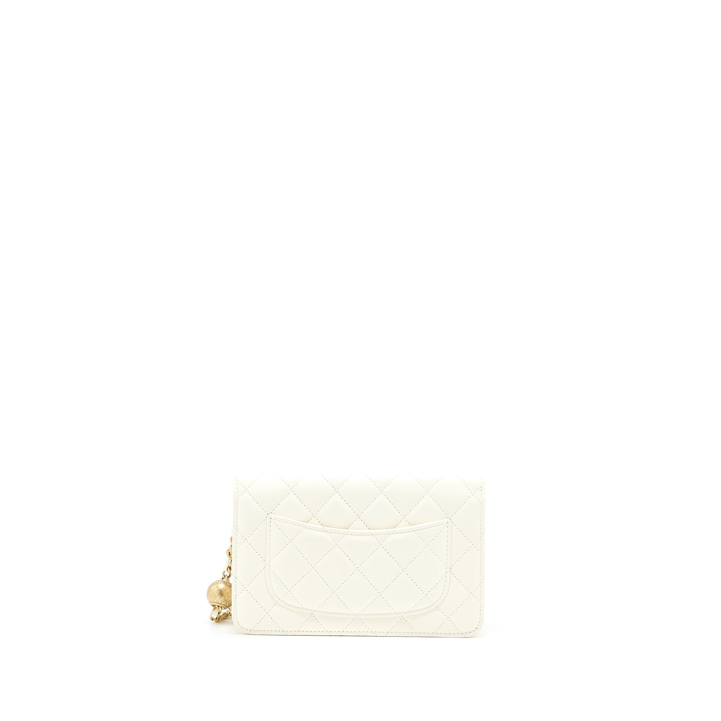Chanel Pearl Crush Wallet on Chain Lambskin White Brushed GHW (Microchip)