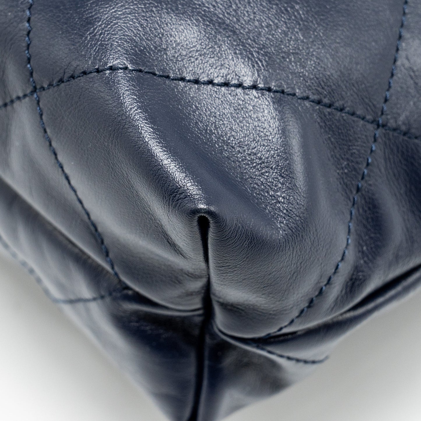 Chanel Small 22 bag calfskin dark blue GHW (microchip)