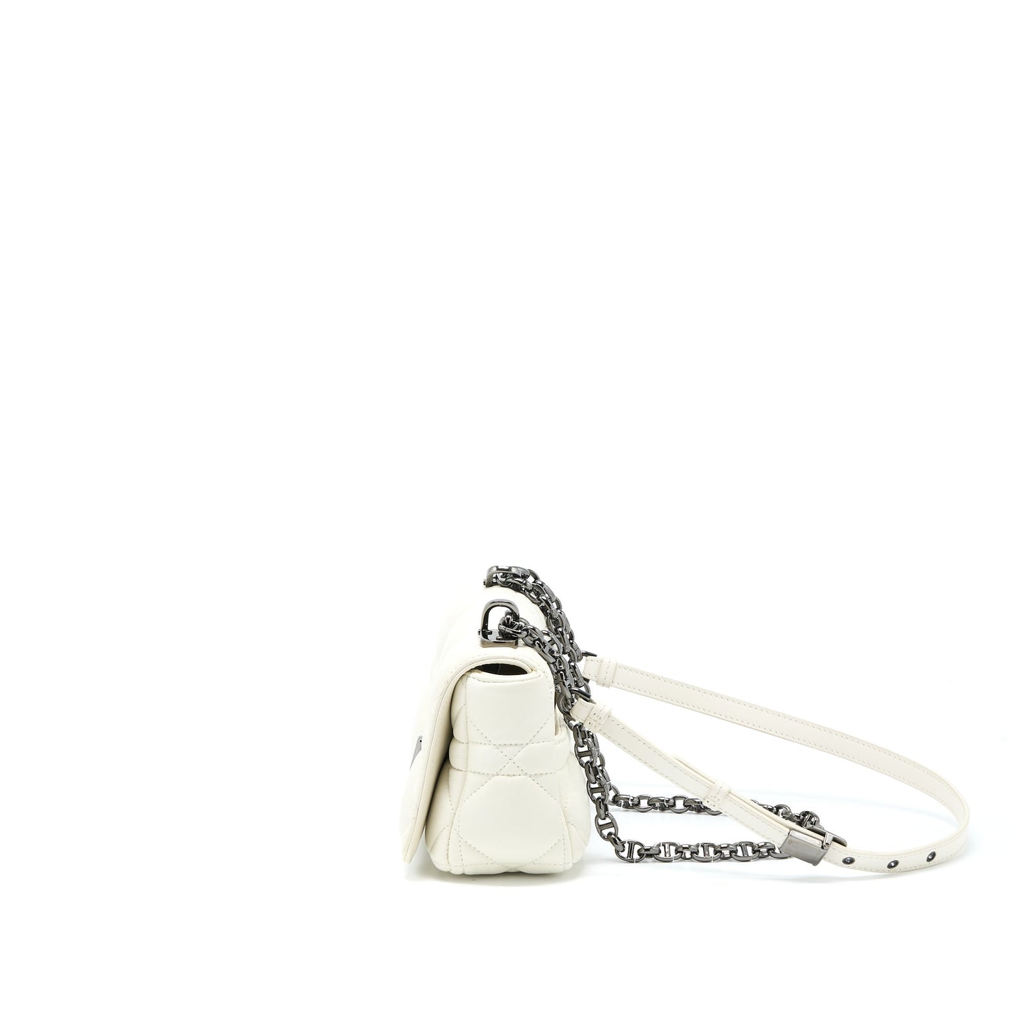 Luxury Dior Small Luxury Dior Caro Bag Latte Quilted Macrocannage Calfskin White Black Hardware