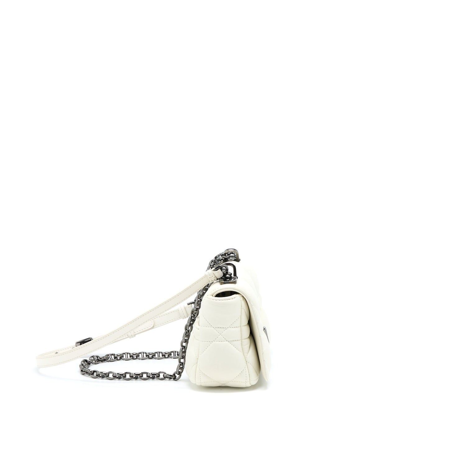 Luxury Dior Small Luxury Dior Caro Bag Latte Quilted Macrocannage Calfskin White Black Hardware
