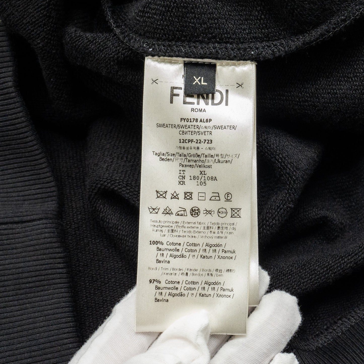 Fendi size XL FF print sweatshirt Viscose black