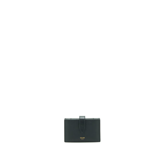 Celine Accordeon Card Holder Grained Calfskin Black