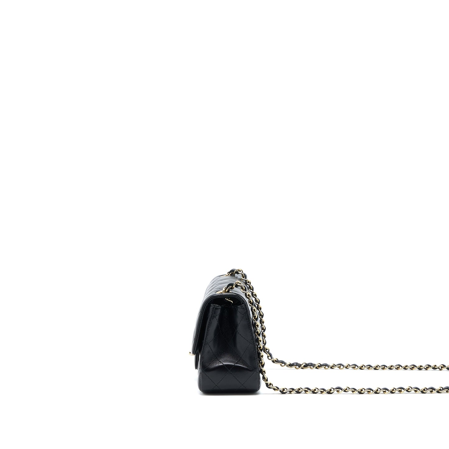 Chanel Mini Square Flap Bag Lambskin Black LGHW (Microchip)
