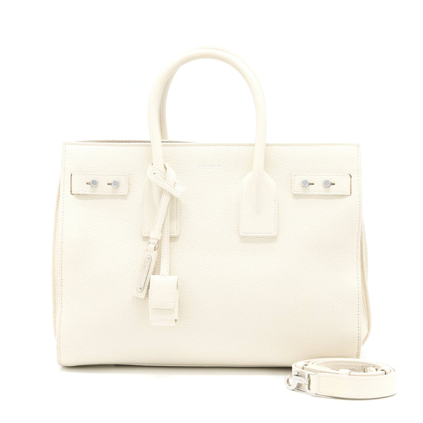 Saint Laurent Sac De Jour Tote Bag Calfskin White SHW