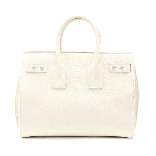 Saint Laurent Sac De Jour Tote Bag Calfskin White SHW